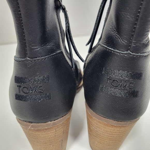 Toms Black Majorca Basketweave Women's  8 1/2 Peep Toe Boot - Picture 8 of 12